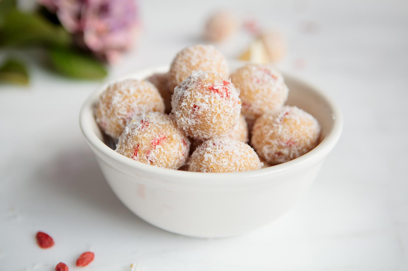 Goji-Lemon Coconut truffles