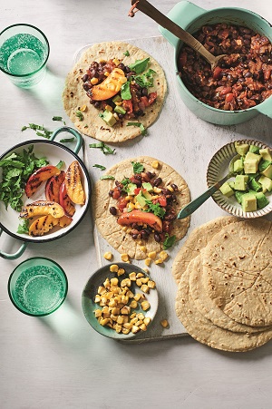 Black Bean Tacos with Grilled  Nectarine