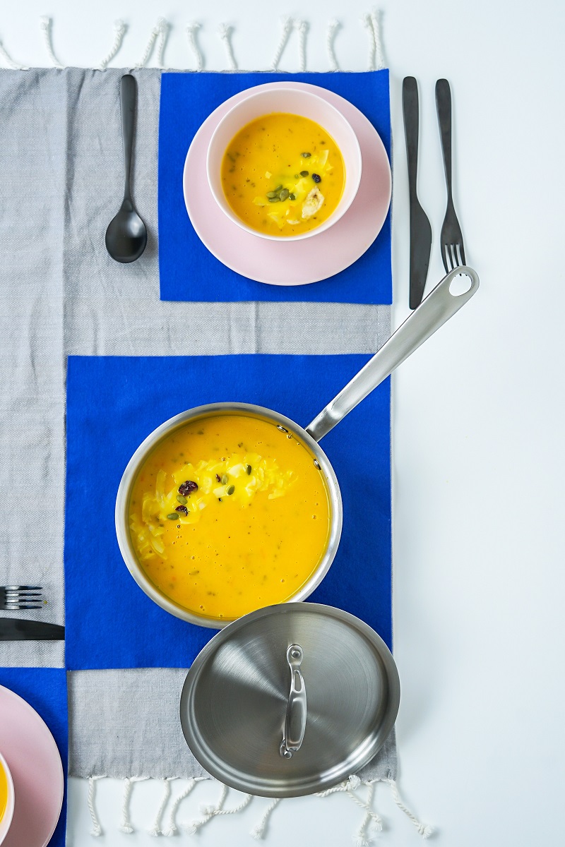 Gold Rush Butternut Soup with Smoky Chickpea Croutons