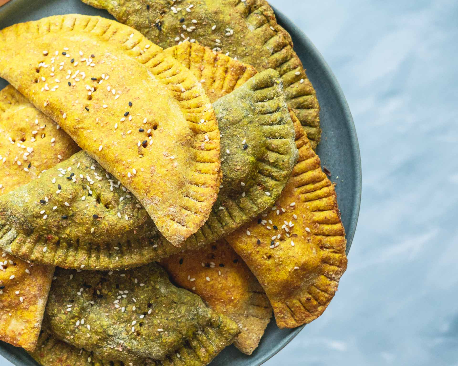 vegan beef and cheese Jamaican patties - hot for food