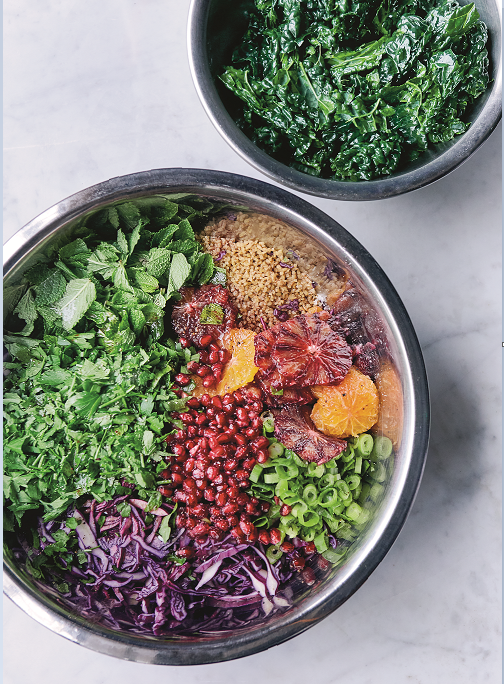 Winter tabbouleh with a blood orange dressing 