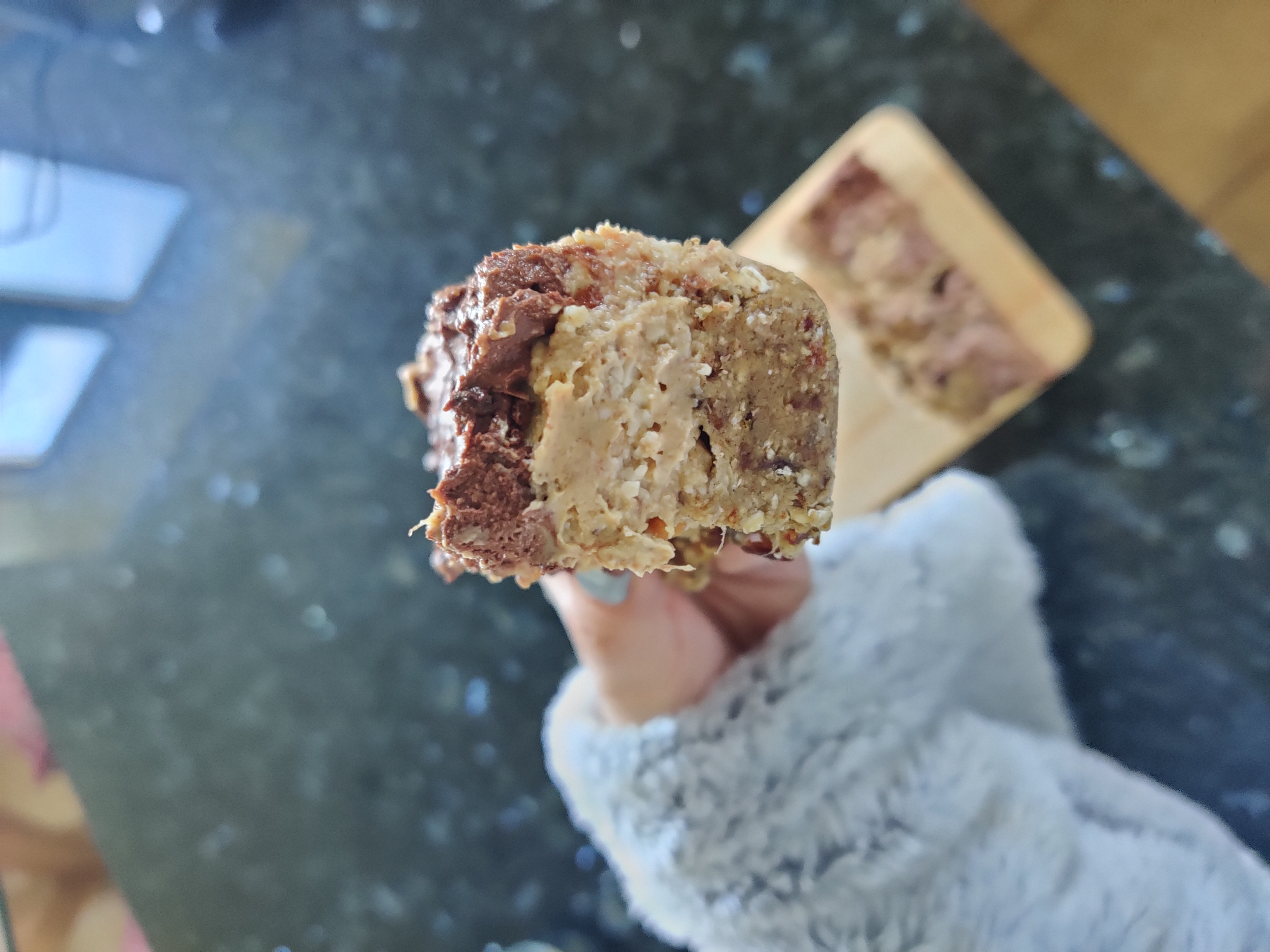 Raw chocolate peanut butter slices