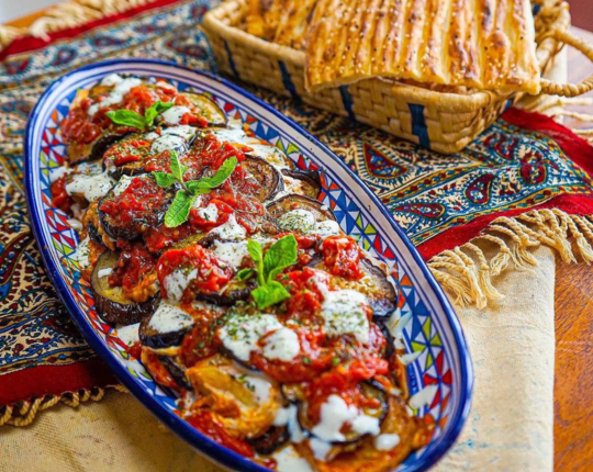 Borani Bademjan/Persian Aubergine, Tomato & Garlic